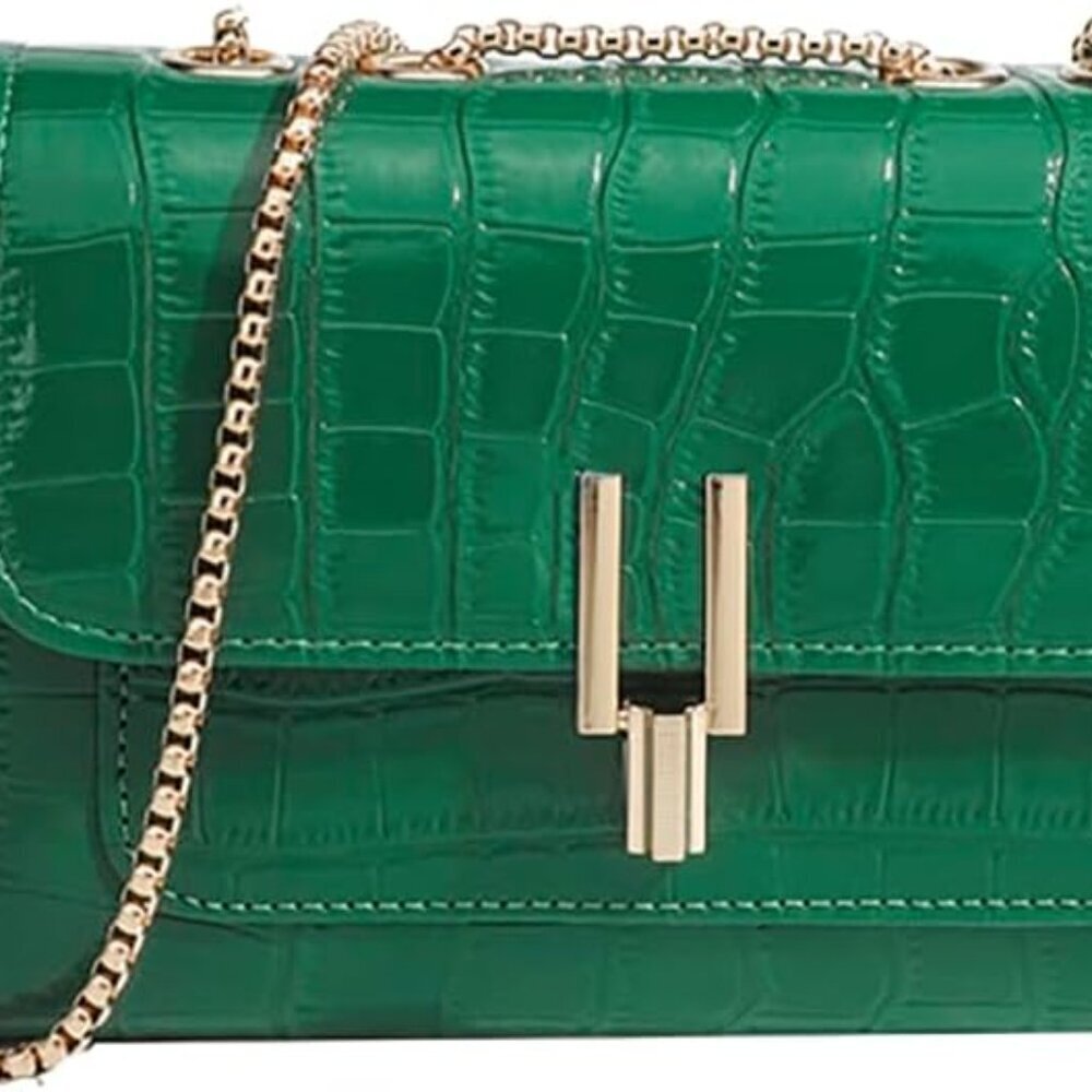 Brand New Crossbody Bag 7.87IN Green Elegant Stone Pattern Purse